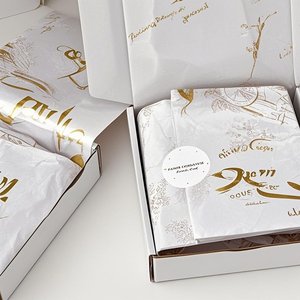 Textured <strong>Tissue</strong> Paper with <strong>Custom</strong> Branding for Tactile Apparel Packaging - Product Image 2