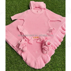 Pull personnalisé <span class=keywords><strong>couverture</strong></span> côtelée à volants barboteuse chapeau nœud tricot personnalisé bébé tricots cadeau de <span class=keywords><strong>naissance</strong></span> nouveau-né Onesies - Product Image 2