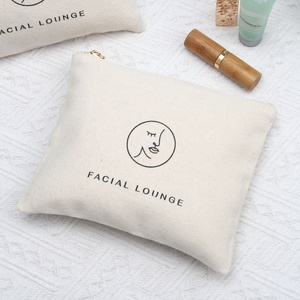 Eco Friendly Custom Logo Printed Cotton Blank Zipper Pouch <b>Make</b> <b>up</b> <b>Bags</b> Travel Plain Cotton Canvas Makeup Cosmetic <b>Bag</b> - Product Image 4