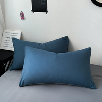 Ensemble de literie en coton lavé en gros, housse de couette réversible bicolore, 4 pièces