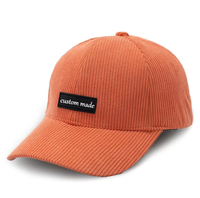 Casquette de baseball unisexe en velours côtelé à 6 panneaux, broderie personnalisée du logo, haute qualité, sangle réglable, style Dad Hat, pour sports de plein air, vente en gros