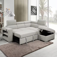 Sofá cama modular con respaldo copetudo multifuncional con almacenamiento, sofá cama seccional convertible extraíble para sala de estar