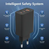 Chargeur rapide PD 65W 2C1A 3 ports, chargeur GaN, prise EU, adaptateur de charge rapide multi-ports portable pour téléphone portable, ordinateur portable
