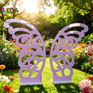 LEDA Modern New Arrival Detachable Wedding Event <b>Party</b> <b>Purple</b> Butterfly Backdrop Panel Stand Acrylic - Product Image 1