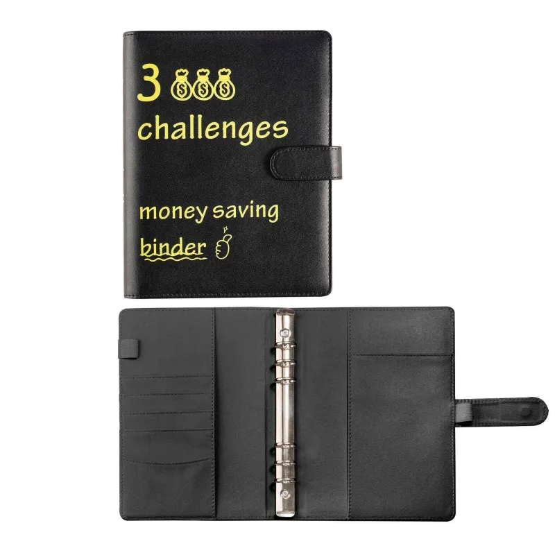 Spiral Saving $5050 Money Challenge In 100 Days A5 Goal Zipper Pocket PU Leather Planner Notebook With Cash Envelope