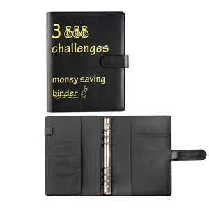 Espiral de poupança $5050 desafio de dinheiro em 100 dias A5 Goal com bolso com zíper PU Couro Planner Caderno com Envelope de dinheiro