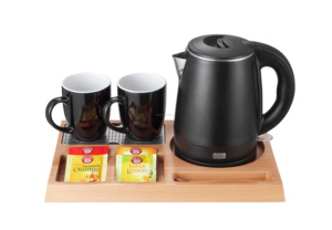 <span class=keywords><strong>Tray</strong></span> 5 Bintang Hotel selamat datang fasilitas pinus baki kayu dengan 1.0 Liter lapisan ganda 304 ketel Stainless & <span class=keywords><strong>2</strong></span> cangkir keramik hitam - Product Image 4