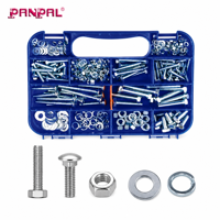 Kit d'assortiment de 325 boulons hexagonaux et boulons à col carré avec écrous, rondelles plates et rondelles de sécurité, zingués M5 M6 M8 pour fixation industrielle