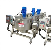 Chaudière de cuisson industrielle à double enveloppe 50L100L200L300L500L |   Chaudière à soupe commerciale à gaz avec agitateur-racloir pour restaurant