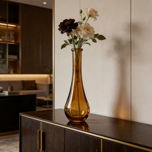<span class=keywords><strong>Vase</strong></span> en verre ambré rectangulaire décoratif à col étroit et haut, <span class=keywords><strong>pour</strong></span> herbe de la pampa et fleurs séchées, style nordique minimaliste <span class=keywords><strong>pour</strong></span> la maison - Product Image 1