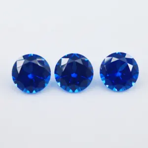 高品质合成纳米宝石黄玉蓝色142 # 圆形纳米宝石