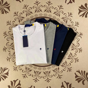 T-shirt à manches courtes col rond brodé, coupe ajustée, 100 % coton, respirant et confortable, pour hommes et femmes, vente en gros de haute qualité - Product Image 1