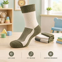 Chaussettes pour hommes à revers large, en coton uniforme, couleur olive crème, avec élasthanne, tricot côtelé en coton, talon et bout renforcés, gradation des tailles