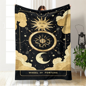Couverture en flanelle Mystique Tarot, Plaid, Couverture de sieste, Résistante à la décoloration, Légère, pour la maison, le bureau, la sieste, Impression personnalisée, OEM ODM - Product Image 1