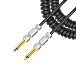 厂家批发低噪音6.35毫米吉他电缆1/4 TS插孔公对公绳电吉他低音镀金引线