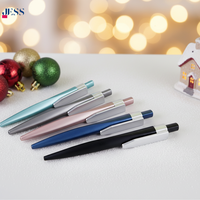 Stylo à bille promotionnel de forme spéciale avec logo de bureau scolaire, pointe de 1,0 mm, corps en plastique métallisé et action clic-poussoir