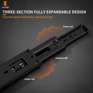 Rail <span class=keywords><strong>coulissant</strong></span> silencieux en acier laminé à froid, blanc et noir, à trois sections, avec capacité de charge de 35 kg - Product Image 1