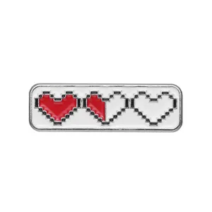 Creative red heart pixel point styling brooch custom personalized mood progress bar metal cute enamel lapel pins