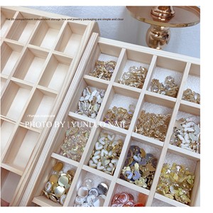 <b>Japanese</b> Style Portable New Design Casual Nail Art <b>Jewelry</b> Storage <b>Box</b> Natural Solid Wood 20 Grid Dustproof Beauty Salon Desktop - Product Image 5