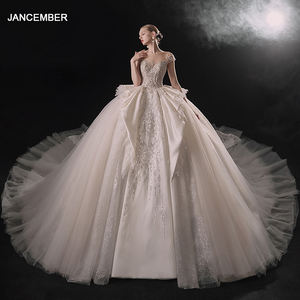 Robe de mariée de luxe de Dubaï, nouvelle collection de robes de mariée, 100% photos réelles, manches courtes, robe de mariée <span class=keywords><strong>arabe</strong></span> Lsmx057 - Product Image 1
