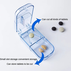 Rectangular Transparent Medicine Cutter <b>Small</b> Pill Tablet Cutter With <b>Storage</b> Compartment <b>Box</b> Medicine Organizer - Product Image 4