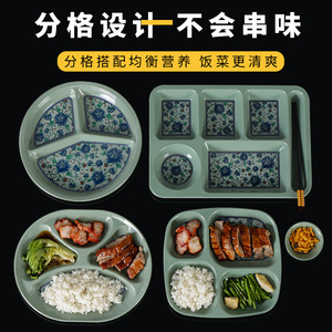 Xiangyuanmei imitation porcelain plastic restaurant and canteen special divided fast food <b>plate</b> set commercial <b>plates</b> <b>melamine</b> - Product Image 2