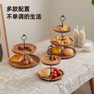 Plateau à fruits en bois double couche avec support pour servir des collations à la maison - Product Image 3