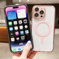 Coque Magnétique Transparente pour iPhone 17 Air 16 15 14 13 12 11 Pro Max Plus, Couleur Bonbon, Hybride Rigide et Souple en TPU