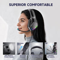 Casque de jeu filaire circum-auriculaire OEM/ODM avec micro à réduction de bruit active, son stéréo éclairé par RVB pour PC, PS5, Xbox, Switch