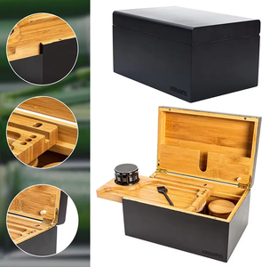 Tre Stash Box với phụ kiện cán khay mùi bằng chứng tre Stash Box <span class=keywords><strong>Kit</strong></span> Set Organizer - Product Image 2