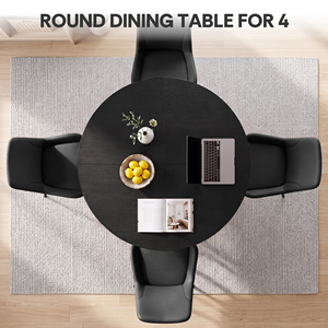 Round Dining Table with <b>Storage</b> Shelf Industrial Metal Frame Kitchen Table Double Layer Dinner Table for Dining Room Kitchen - Product Image 2