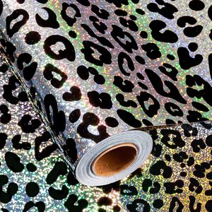 Holographic Leopard Print Wrapping Paper Roll 17 In X 32.8 Ft Shiny Silver Gift <b>Wrap</b> For Birthday Baby Shower <b>Bridal</b> Shower - Product Image 1