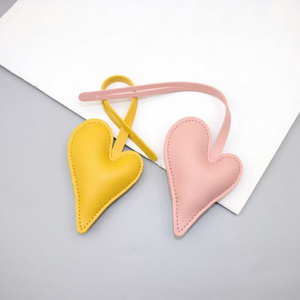 Creative PU Leather Colorful Filled Cotton Bag Charms Fashionable Heart Keychain Pendant UV Vintage Cartoon Bag Charms