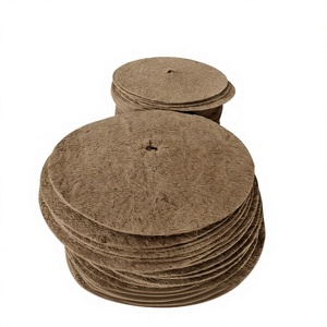 Tapis en fibre de coco Vigifarm Iris brun naturel rond avec trou central pour couvrir le sol des plantes en pot - Product Image 1