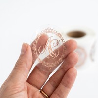 Autocollants transparents personnalisés durables avec logo en feuille d'or, rouleau d'étiquettes en vinyle transparent, adhésif résistant à l'eau et à la chaleur pour cosmétiques et aliments