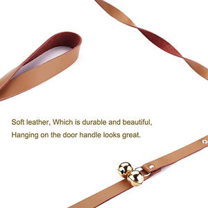 Campanas de cobre de longitud ajustable con cuero marrón, timbres de perro de cuero para Pomo de puerta Ideal para entrenamiento de orinal y señales al aire libre - Product Image 5