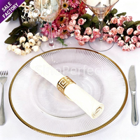 En gros pas cher luxe mariage rose or garniture jante perlée cristal verre plaque chargeurs pour décoratif