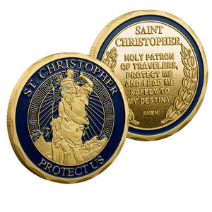 Pièce commémorative en métal Saint <span class=keywords><strong>Christophe</strong></span>, porte-bonheur de voyage, souvenir porte-bonheur, bénédiction portable - Product Image 1