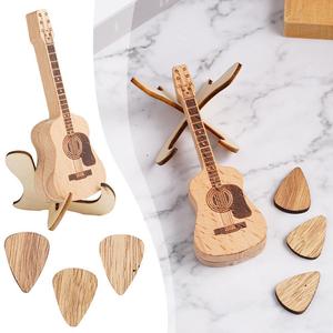 Estuche de madera para púas de guitarra con soporte, accesorio para guitarra acústica para práctica musical y almacenamiento - Product Image 2