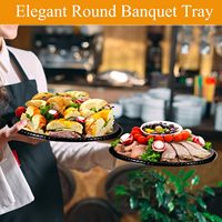 Plateaux de service en plastique PET de qualité alimentaire sans BPA de 12, 16 et 18 pouces avec couvercles à clipser pour traiteur, fêtes, boulangerie, sushis et salades