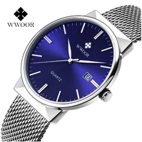 Montre à quartz pour homme Wwoor 8826p 8826, montre de luxe, mode, affaires, étanche, bracelet en cuir, acier inoxydable, montre-bracelet originale