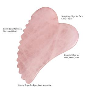 Sialia Rose Quartz Natural Stone Gua Sha <b>Scraping</b> <b>Board</b> Spa Therapy Massage Tool Comb Edge for Home Commercial Use Certified - Product Image 2