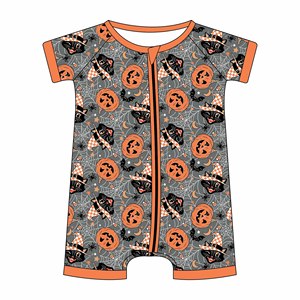 Pakaian Bayi Grosir Butik Pakaian Anak-Anak Pola Halloween Lucu untuk Bayi Baru Lahir Piyama Bambu Anak Perempuan Pakaian Grosir untuk Anak-Anak - Product Image 1
