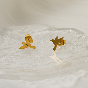 Zogxin Bird <b>Stud</b> Earrings Gold <b>Titanium</b> Steel Electroplated Fashion Minimalist Animal Shape For Women Gift - Product Image 3
