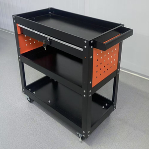 Sunjoy Modern Three Layer Steel Cabinet Industrial Grade Utility Cart Handle Movable Storage 3-Year Warranty 300kg Load Keyed - Product Image 3