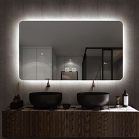 Miroir de salle de bain intelligent à LED sans cadre, biseauté, personnalisé, de luxe, avec système Android, miroir TV pour salon - Vente flash