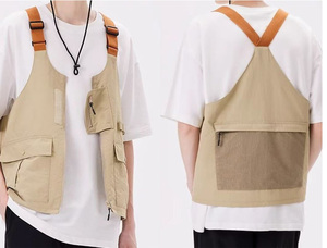 Gilet de pêche multifonctionnel convertible en sac à bandoulière, respirant, léger, couleur unie, polyester, collection Printemps 2026, pour homme - Product Image 4