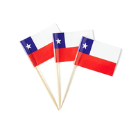 Drapeaux de cocktail Chili, pics à cocktail avec drapeau chilien, 1,4 x 1 pouce, impression recto-verso, en papier, sur bâtonnets en bois