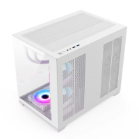 Boîtier PC Gaming Panoramique OEM d'Usine en Promotion, Châssis Micro ATX Double Verre Trempé, 9 Ventilateurs, Boîtier de Bureau