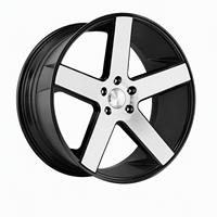Jantes en aluminium forgé noir avec ligne argentée, design concave à rayons profonds, ajustement universel 18-26 pouces 5x120/130